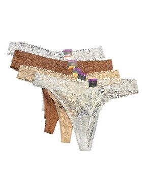 INC Ladies Plus Size XXL Lace Thongs Lot of 5 Pair NWT White Latte Brown Panties